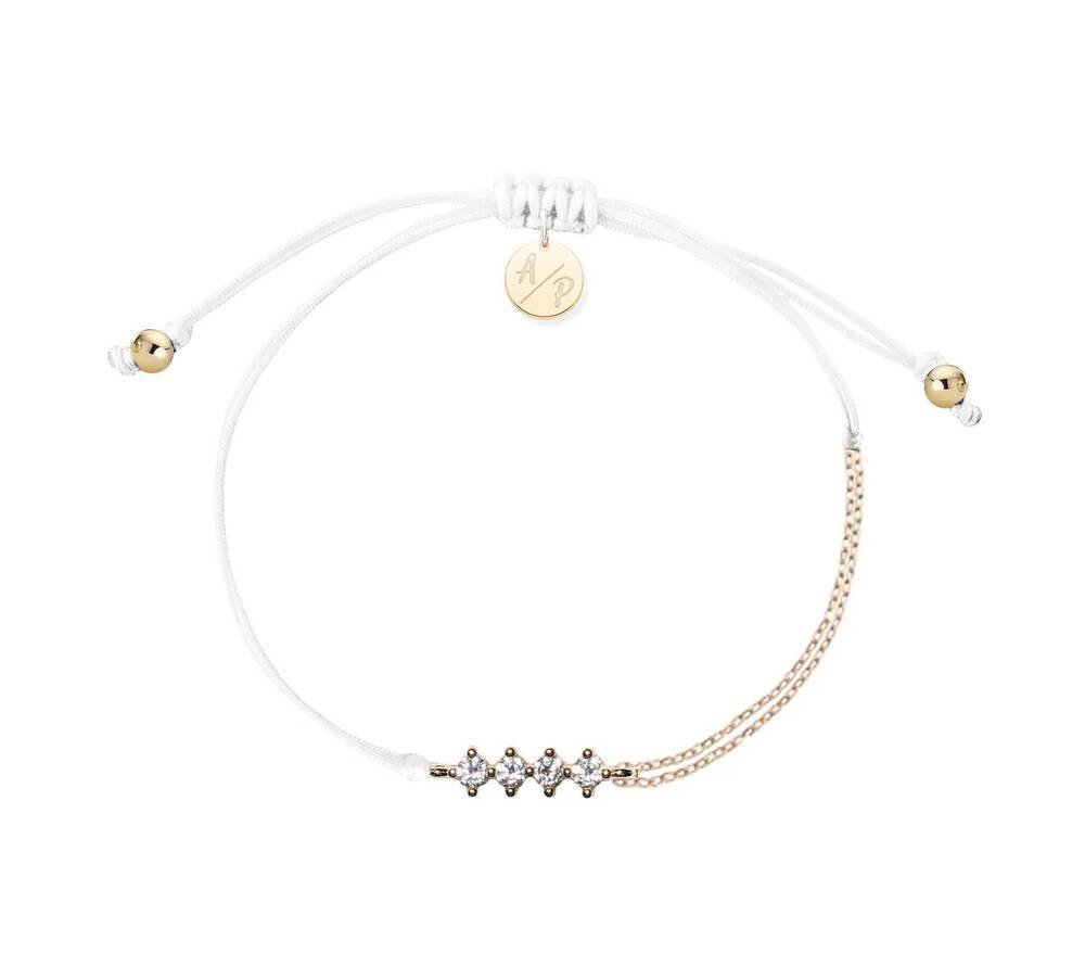 NEW ADRIANA PAPPAS women's cz crystal bar bracelet on colored cord in white
